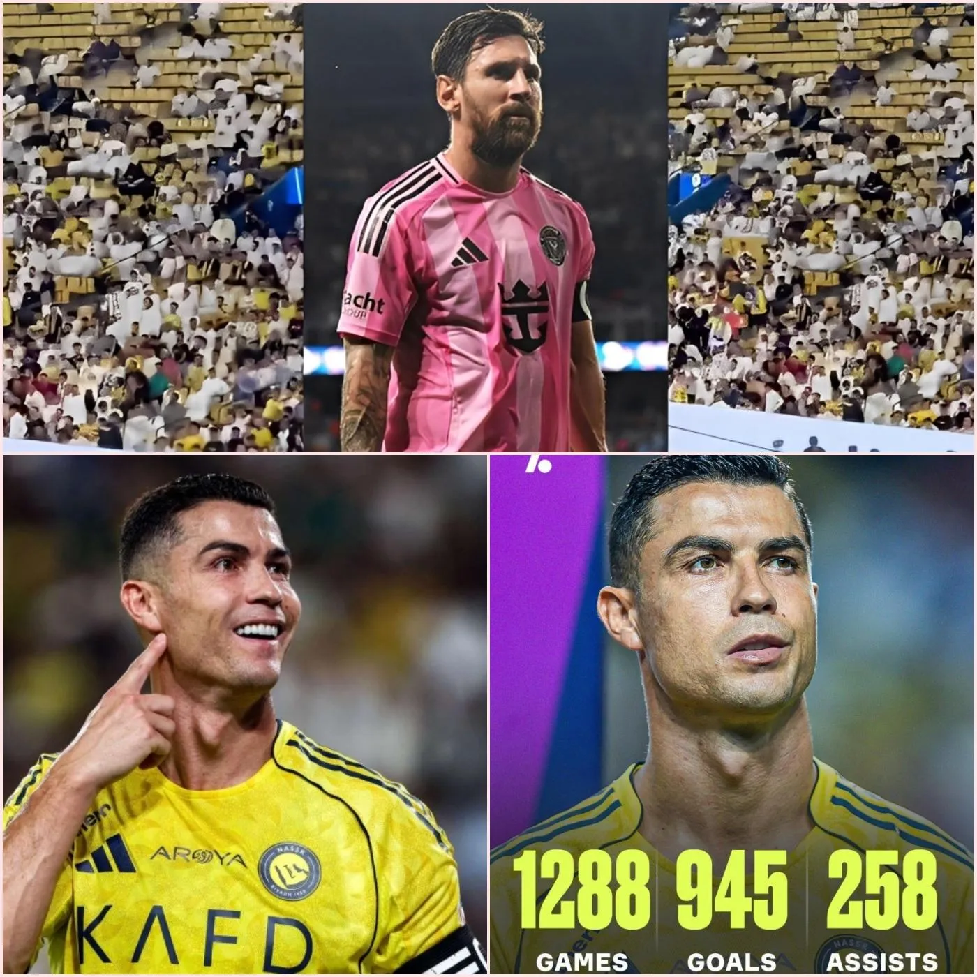 Cover Image for DÉCLARATION DE GUERRE DANS LES TRIBUNES ! Les fans d’Al Riyadh scandent “Messi, Messi” contre Ronaldo — mais ce qui choque les anti-fans, c’est son contre magistral qui les réduit au silence total